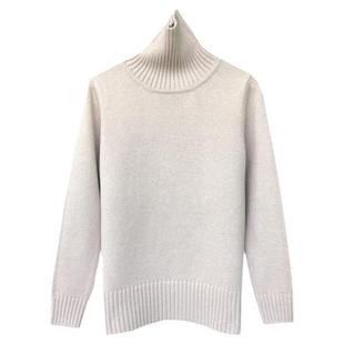 东润莲 简约加厚纯棉毛衣女士高领套头长袖针织内搭衫 100%棉线衣