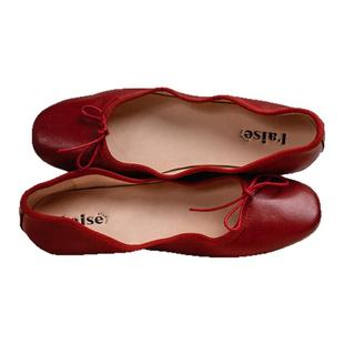 L'aise丨Suede Mirage 意大利进口绵羊皮 红色浅口芭蕾舞鞋单鞋女