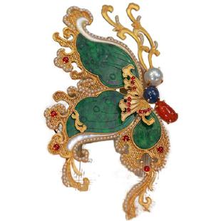 衣锦媚行 18K金清代翡翠蝴蝶吊坠胸针