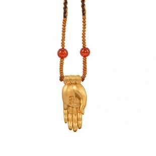 西安文创佛手手印吊坠挂件无畏鎏金掌印护身符慈恩