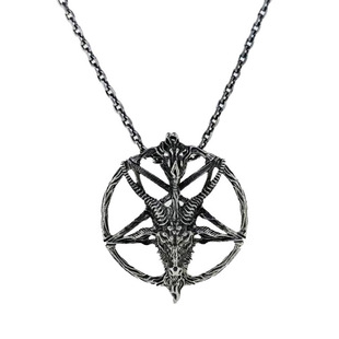 主师暗黑全新教父S925纯银订做羊头新款五芒星撒旦吊坠包邮中号