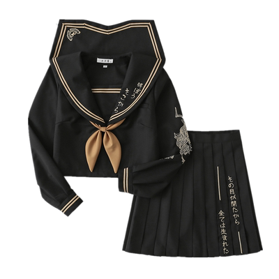 木子酱JK暗黑水手服长裙