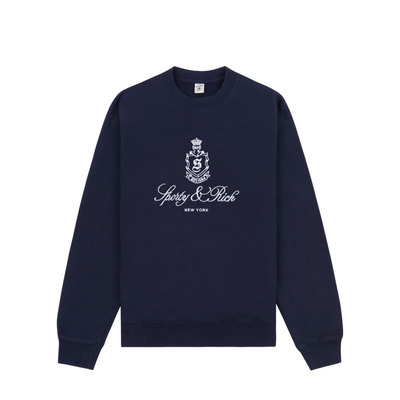 Sporty&Rich Tennis系列男女同款美式复古休闲徽标圆领卫衣上衣