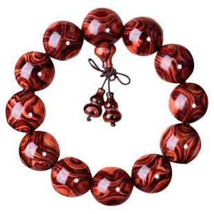 正宗海南黄花梨手串鬼脸对眼油梨老料佛珠海黄手链男女情侣念珠20