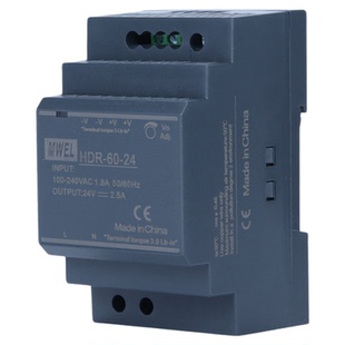 明伟HDR-60W导轨电源PLC传感器专用电源220V转12V24V直流电源模块