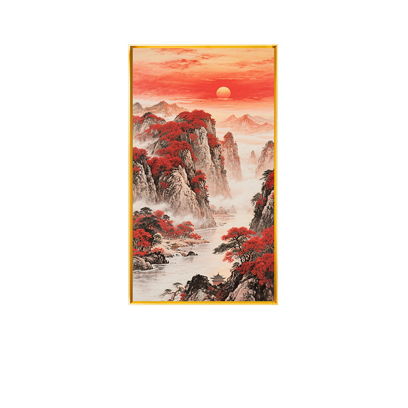 鸿运当头枫林图玄关十字绣2026新款全绣新手线绣印花满绣竖版自绣