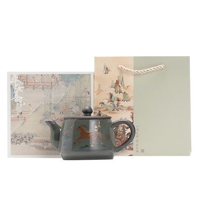 铁胎哥窑茶壶青瓷单壶功夫茶家用泡茶器高档送领导长辈朋友礼盒装