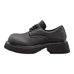 巴黎米奇德比鞋休闲皮鞋男款2024新款哑光黑色厚底增高大头鞋女潮