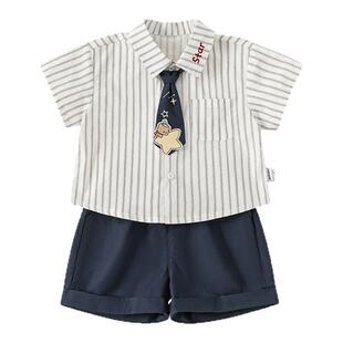 男宝夏日套装2026小少爷夏装男童生日穿搭周岁男宝宝礼服儿童衣服