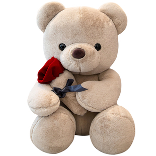 可爱玫瑰花小熊公仔小号泰迪熊玩偶布娃娃毛绒玩具女生情人节礼物