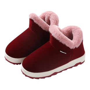 中老年手工棉鞋冬季保暖鞋女棉拖鞋加绒防滑厚底包跟雪地靴家用男