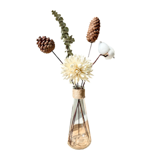 干花花束高级感真花风干天然尤加利叶松果芦苇客厅装饰永生花摆设