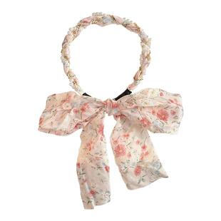 儿童发带碎花编发丝巾不勒头发绳一体头箍2026新款珍珠丝带压发捆