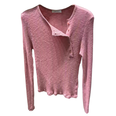 现货TALK韩国女斜领五粒扣打底衫