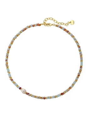 不掉色天然石串珠项链