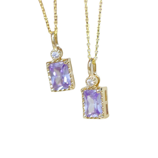 【方块紫】坦桑紫色锆石吊坠女精致甜美公主韩版时尚百搭锁骨链