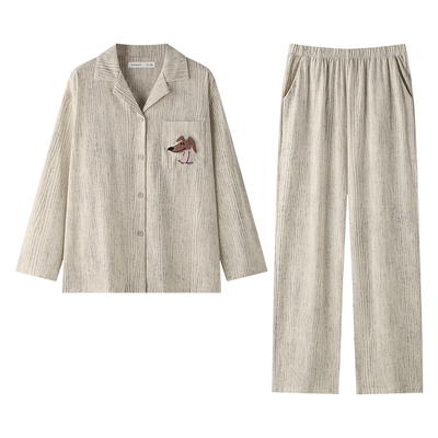 睡衣情侣款春秋季长袖家居服套装