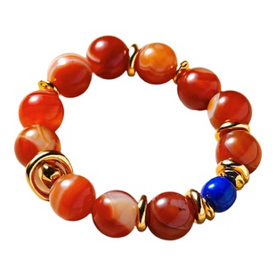 矣太 【接好运】天然红色玛瑙手串帝王青金石马年本命年女款手链