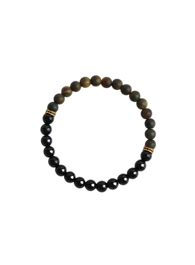 本命年缺木补木黑曜石绿檀手串