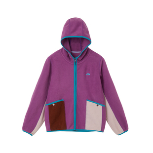 咕噜日记童装儿童连帽外套2026春秋新款女童撞色摇粒绒上衣男童