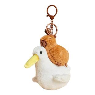 Jinnew原创可爱卡皮巴啦包包挂件鹈鹕坐骑水豚公仔钥匙扣背包挂饰