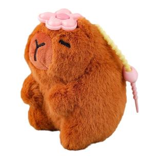 春日小花卡皮巴拉毛绒扣少女心包包挂饰毛绒玩具背包玩偶网红可爱