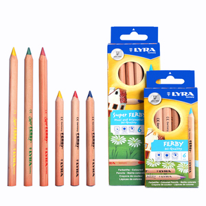 德国进口LYRA天琴彩铅原木粗杆儿童初学者专用彩色铅笔小学生画画用12色油性彩铅笔三角杆儿童绘画铅笔不断芯