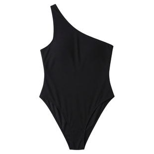 Sexy diagonal shoulder open back swimsuit 性感斜肩露背泳衣女