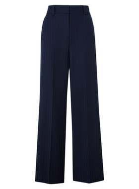 朗姿羊毛直筒高智感条纹西裤商务干练通勤直筒裤女2026年春季新款