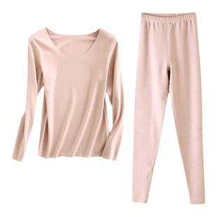 320g腈纶发热保暖内衣女士无痕打底加绒加厚秋衣秋裤方领保暖线衣