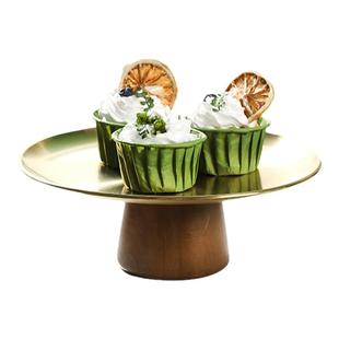 水果盘高脚托盘轻奢法式零食摆放蛋糕盘实木制下午茶高级感甜品盘