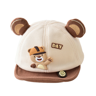 宝宝帽子婴儿春秋卡通鸭舌帽秋冬薄款小熊棒球帽婴幼儿遮阳帽男宝