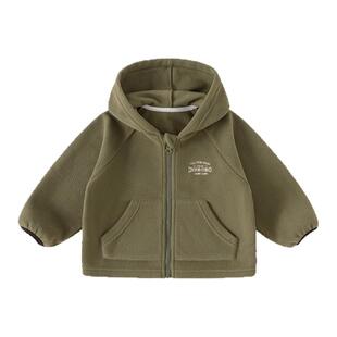 贝贝城儿童外套春秋2026新款男童连帽开衫帅气男宝百搭毛毛衣春装