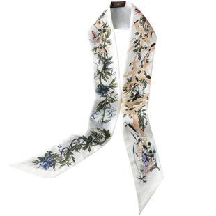 至奢丝帛！配搭精需款双层斜纹桑蚕丝潮人领巾细条丝巾包饰KAKA特