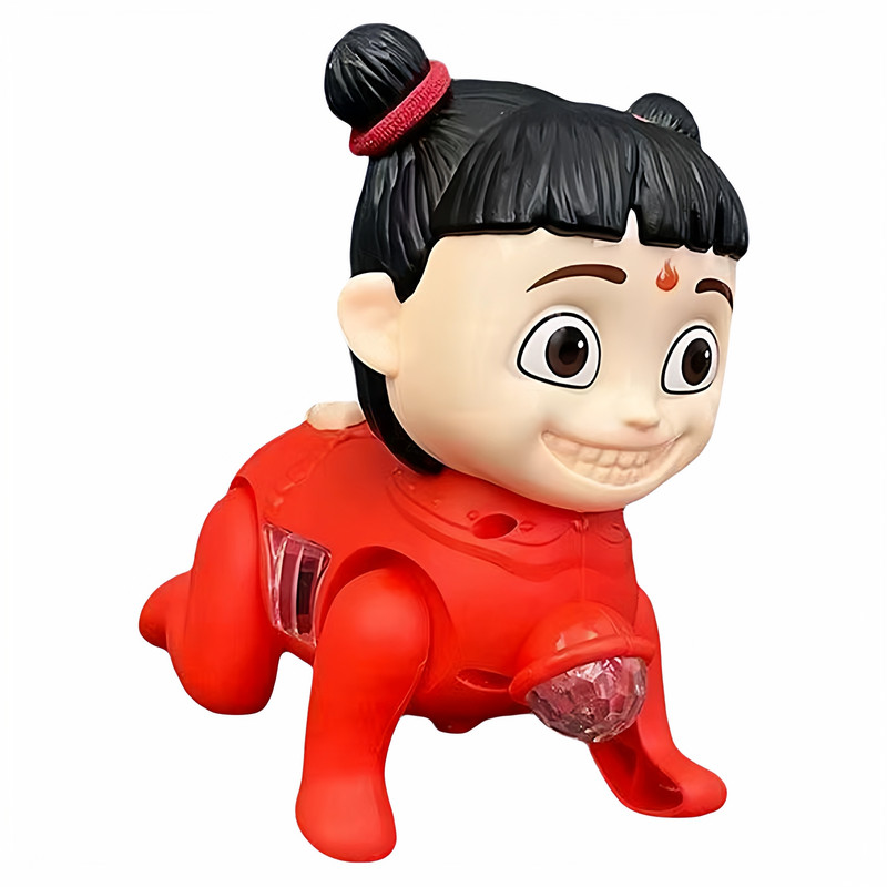 电动哪吒爬行玩具炫彩发光音乐魔童搞怪抽象抖音网红玩具儿童礼物
