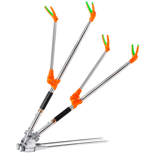 不锈钢万向双炮台支架地插钓鱼竿支架双竿支架杆架竿架双支架包邮