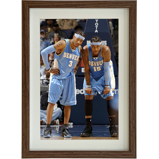 掘金双枪艾弗森安东尼相框挂画NBA球星海报装饰画照片墙壁画礼物