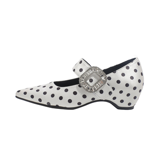 真皮~骄屿小香风波点玛丽珍鞋2026春新款高跟鞋尖头绝美浅口单鞋