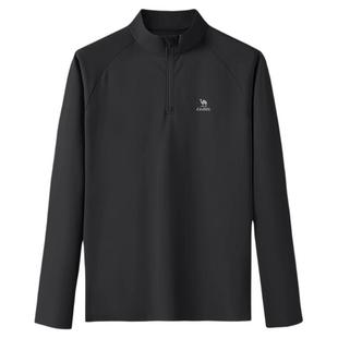 骆驼运动速干衣女2025夏季新款立领长袖T恤训练服跑步健身上衣男