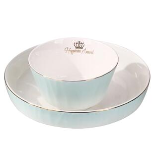 欧式金边可微波简约时尚陶瓷餐具吃饭碗装菜盘子加厚防烫碗具单个