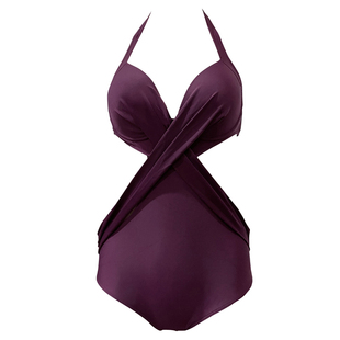 泳衣女ins连体三角性感显瘦沙滩比基尼黑色遮肚钢托聚拢 温泉泳装