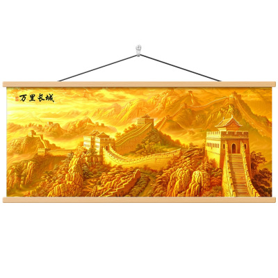 现代轻奢金色长城客厅挂画