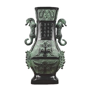 仿古青铜器客厅书房摆件四龙瓶大号双龙尊家居办公桌博古架装饰品