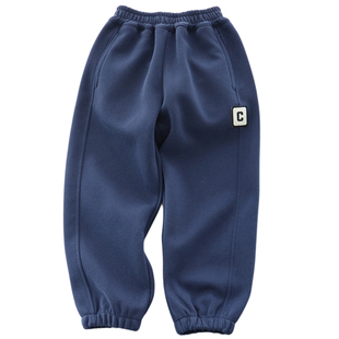 儿童春秋休闲裤男童女童运动裤中大童棉质百搭运动加厚卫裤长裤子