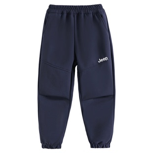 Jeep吉普男童加绒裤子2025冬季新款儿童加厚冲锋裤男孩女童运动裤
