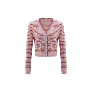 MELINDA LI【新贵老钱香】彩宝条纹高智小香风针织背心开衫半裙套