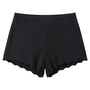 Elastic lace striped three quarter pants弹力花边条纹三分裤女