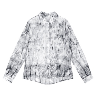 蓝色翻领长袖衬衫女春装女款2026新款轻奢高级感宽松衬衣百搭上衣