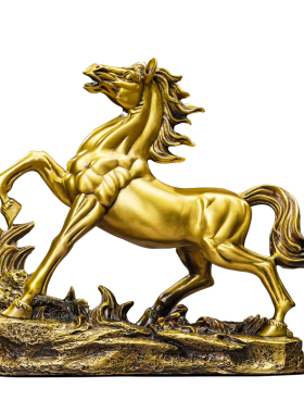 聚善缘马到成功黄铜马摆件开业礼