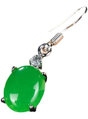 绿色玉髓项链玛瑙耳坠水滴女款